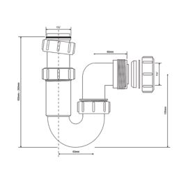 McAlpine Adjustable Inlet Tubular P Trap White 40mm
