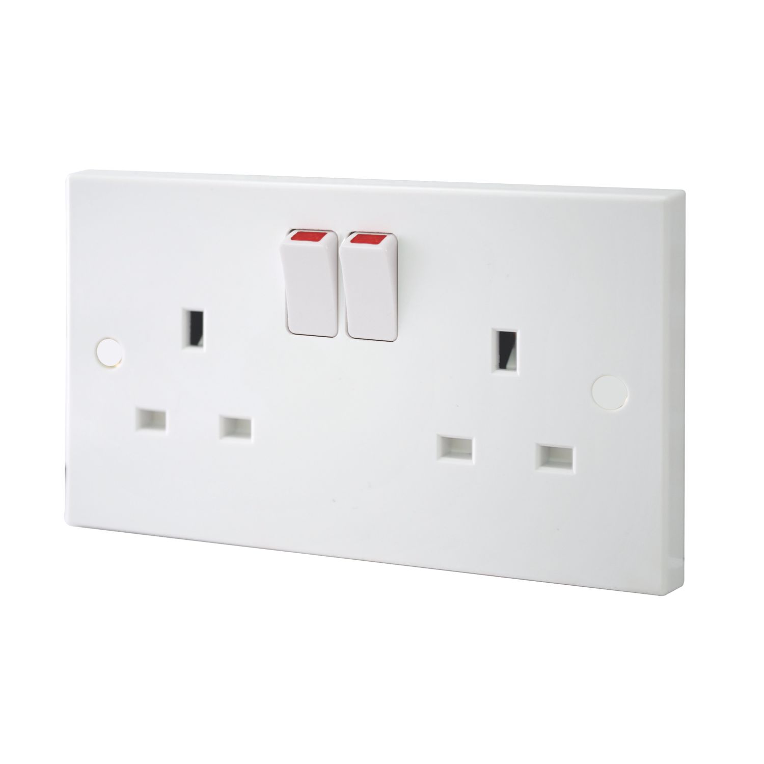 British General 900 Series 13A 2-Gang DP Switched Plug Socket White (46599)