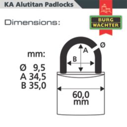Burg-Wachter  Keyed Alike    Padlocks Aluminium 60mm 5 Pack