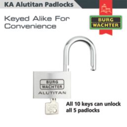 Burg-Wachter  Keyed Alike    Padlocks Aluminium 60mm 5 Pack