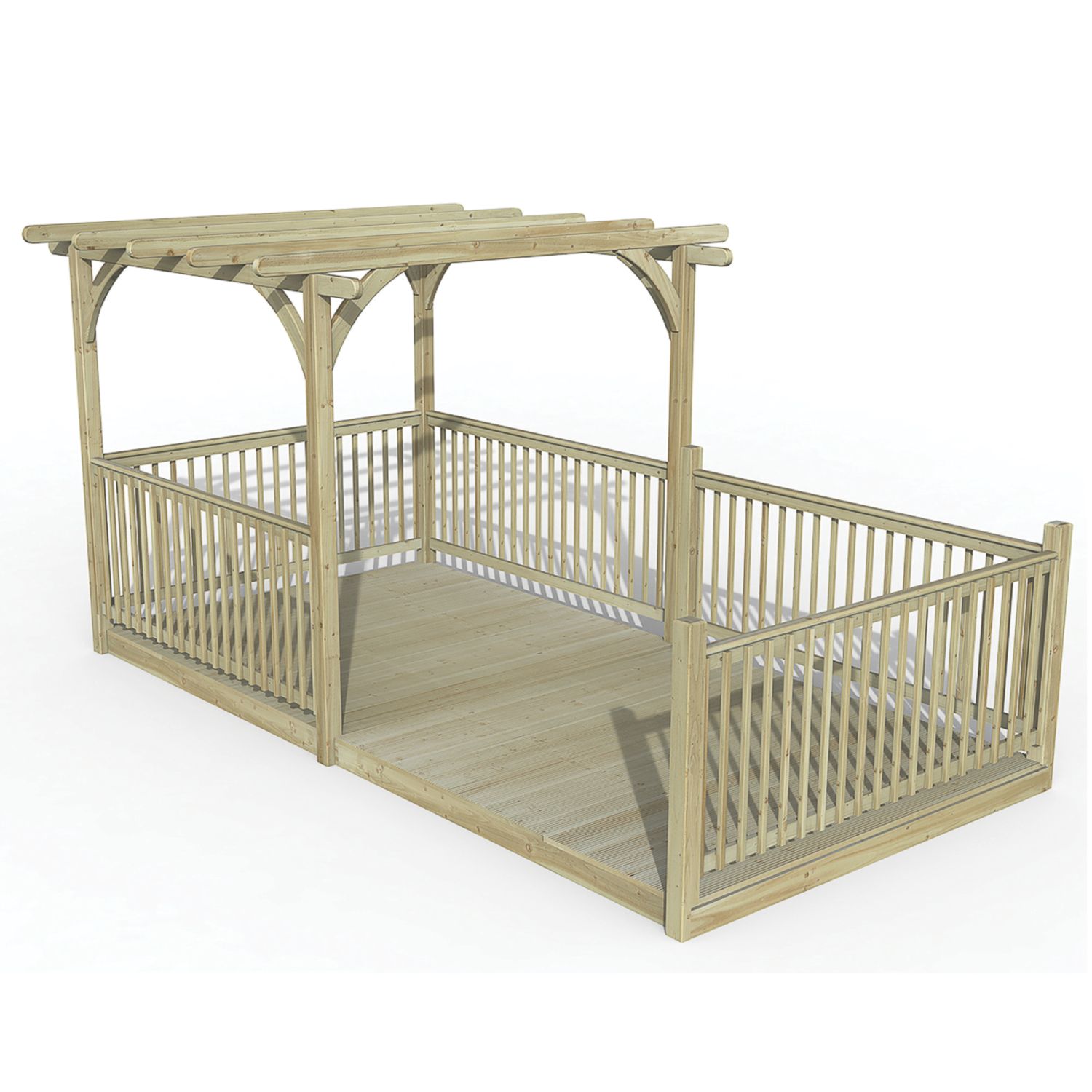 Forest Ultima 16' x 8' (Nominal) Flat Pergola & Decking Kit with 5 x Balustrades (3 Posts) (465FL)