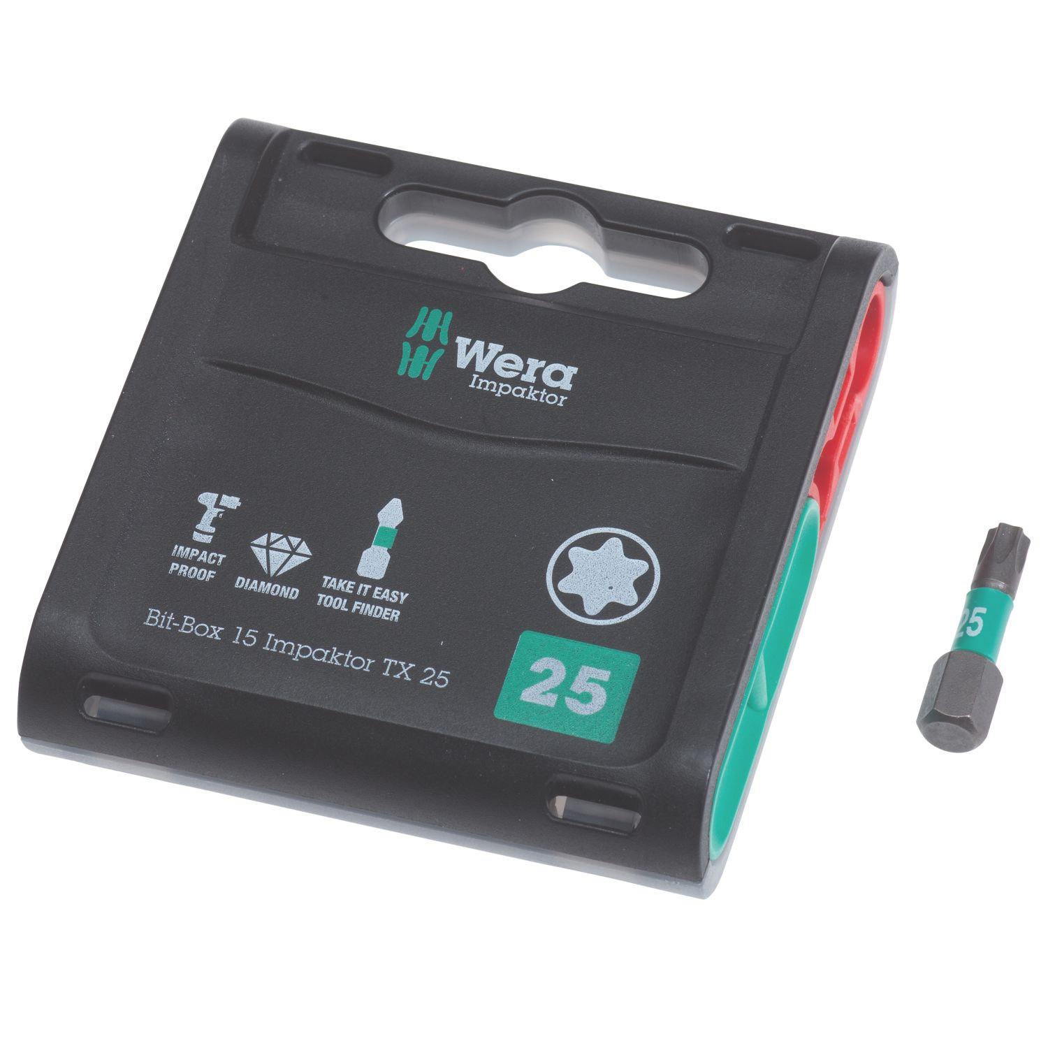 Wera Impaktor 867/1 1/4" 25mm Hex Shank TX25 TriTorsion Diamond Coated Bits 15 Pack (465FP)