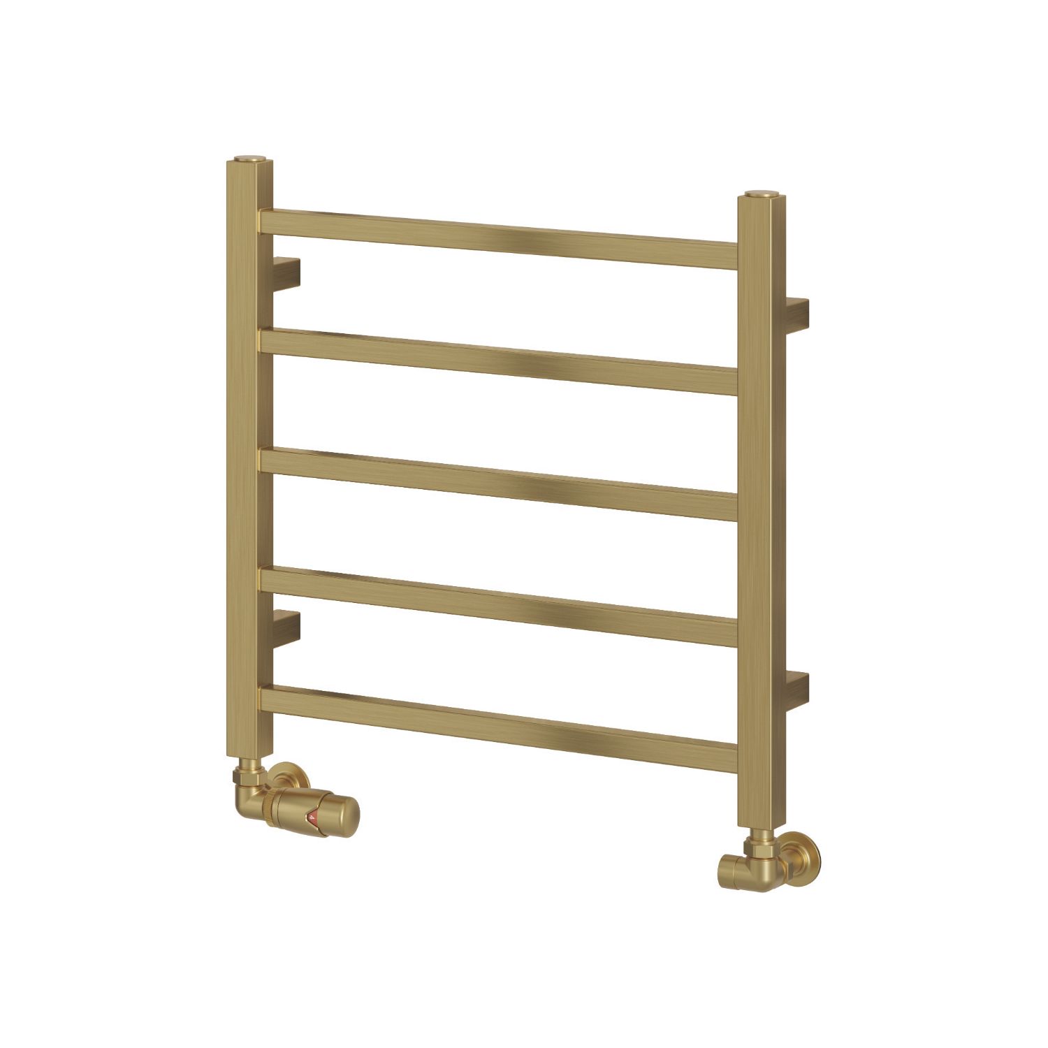 Reina 500mm x 500mm 491BTU Brass Flat Designer Towel Radiator (465LH)