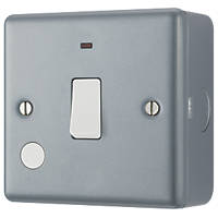 British General  20A 1-Gang DP Metal Clad Control Switch with LED with White Inserts