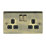 British General Nexus Metal 13A 2-Gang DP Switched Plug Socket Antique Brass  with Black Inserts