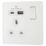 British General Evolve 13A 1-Gang SP Switched Socket + 3A 18W 2-Outlet Type A & C USB Charger Pearlescent White with White Inserts