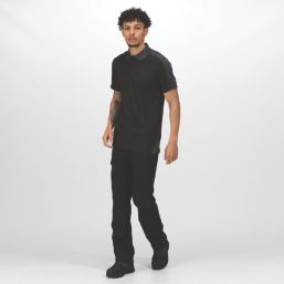 Regatta Contrast Coolweave Polo Shirt Black/Seal Grey Medium 42.5" Chest