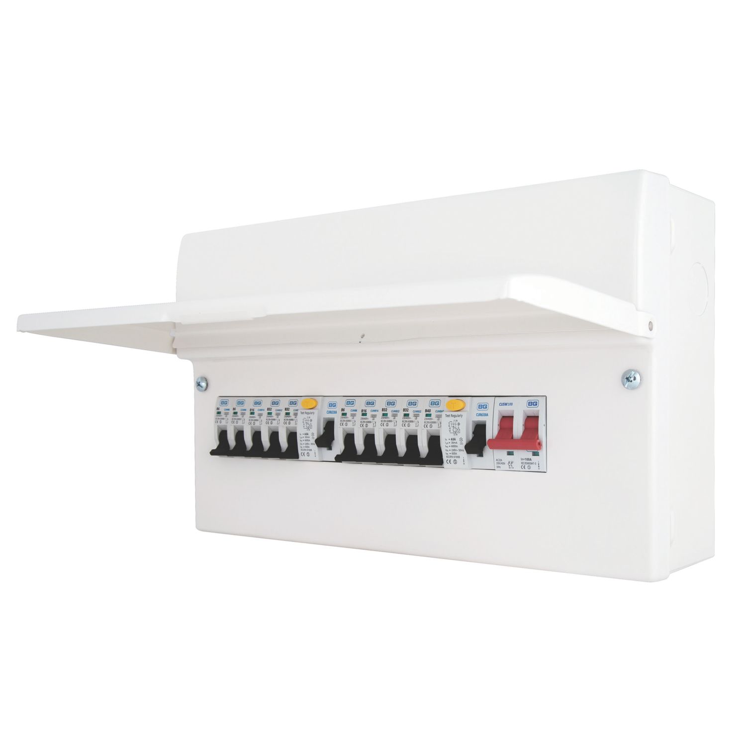 British General Fortress 16-Module 10-Way Populated High Integrity Dual RCD Consumer Unit (466PX)