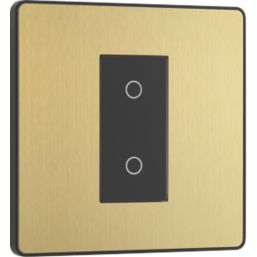 British General Evolve 1-Gang 2-Way LED Single Secondary Trailing Edge Touch Dimmer Switch  Satin Brass with Black Inserts