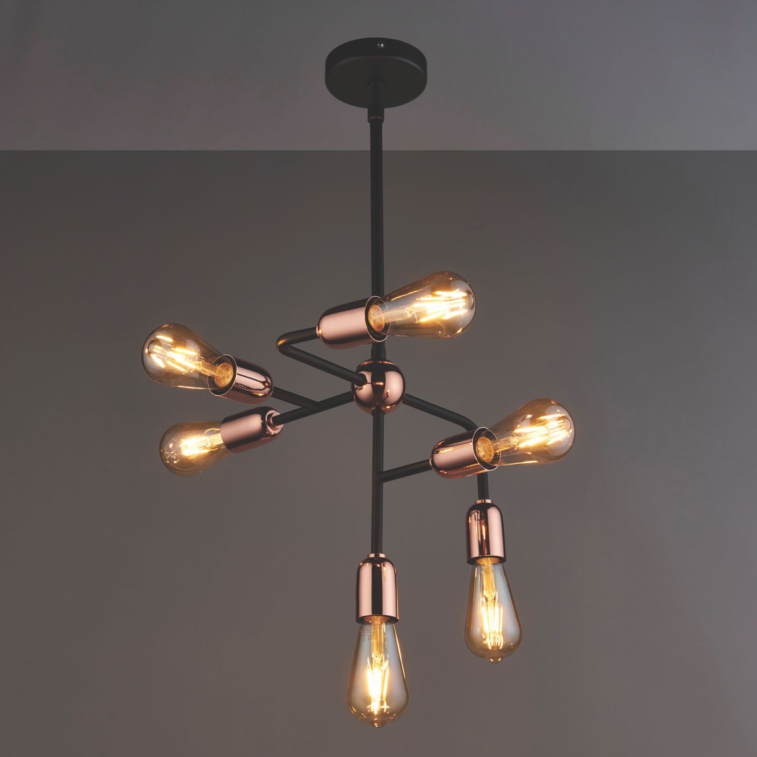 Quay Design Hansen LED 6-Light Fixed Multi-Arm Pendant Copper 12W 210lm (466VH)
