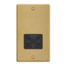 Varilight  2-Gang Dual Voltage Shaver Socket 115 / 230V Polished Brass with Black Inserts