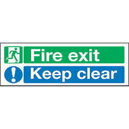 Non Photoluminescent "Fire Exit Keep Clear" Signs 150mm x 450mm 50 Pack