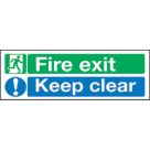 Essentials  Non Photoluminescent "Fire Exit Keep Clear" Signs 150mm x 450mm 50 Pack