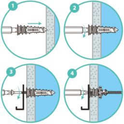 Easyfix  Self-Drilling Expansion Plugs with Pan Head Screws Nylon 43mm 50 Pack