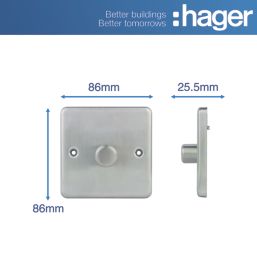 Hager WRDRP1BSKIT 1-Gang Modular Dimmer Switch Brushed Steel