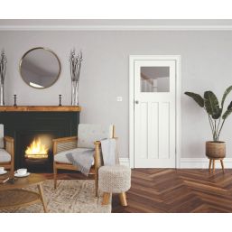 Edwardian 1-Clear Light Primed White Wooden 3-Panel Internal Door 1981mm x 838mm