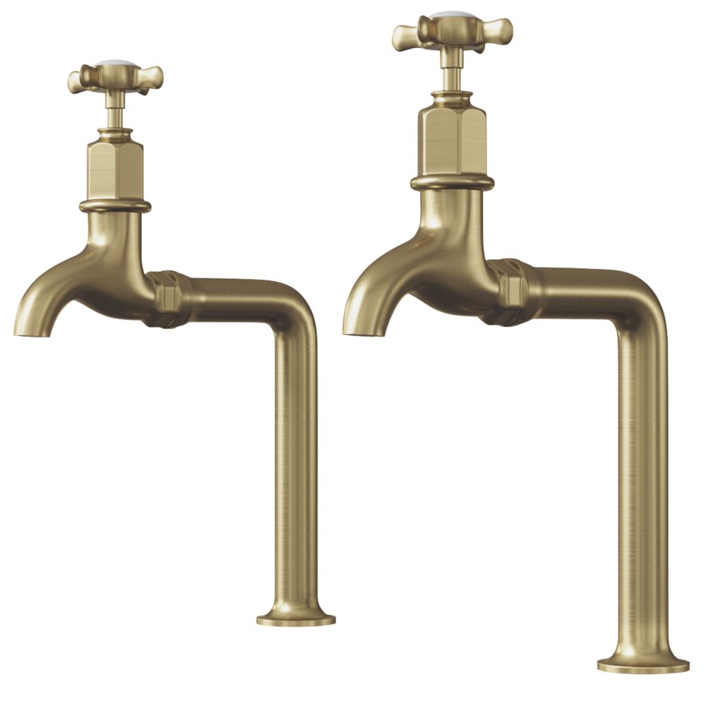 ETAL Alton Bib Cross Head Taps Brushed Brass Screwfix