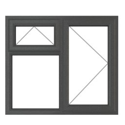 Crystal  Right-Hand & Top Opening Clear Double-Glazed Casement Anthracite Grey uPVC Window 1190mm x 1115mm