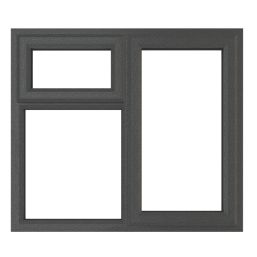 Crystal  Right-Hand & Top Opening Clear Double-Glazed Casement Anthracite Grey uPVC Window 1190mm x 1115mm