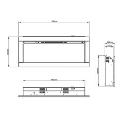 Be Modern Avella Grande Black Nickel Remote Control Wall-Mounted Electric Inset Fire 1150mm x 162mm x 492mm