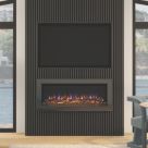Be Modern Avella Grande Black Nickel Remote Control Wall-Mounted Electric Inset Fire 1150mm x 162mm x 492mm