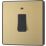 British General Evolve 20A 1-Gang DP Control Switch Satin Brass with LED with Black Inserts