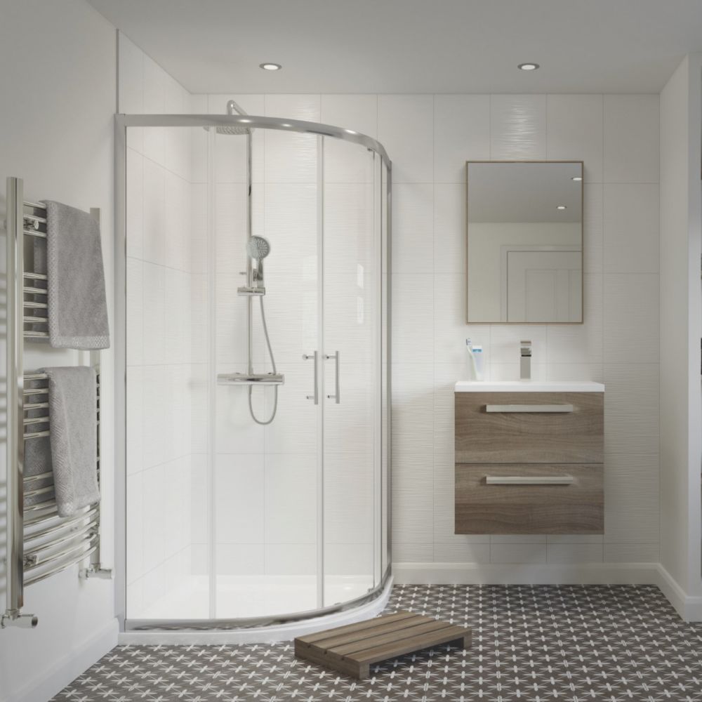 NRG Offset Quadrant Shower Enclosure Corner Entry Sliding Door Easy Clean Glass - 1000mmx800mm Matte Black - 7