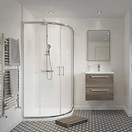Framed Quadrant 2-Door Shower Enclosure Left & Right-Hand Opening Polished Silver 900mm x 900mm x 1850mm