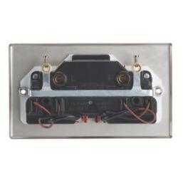 Contactum Iconic 13A 2-Gang DP Switched Socket Outlet Brushed Steel with Neon with White Inserts