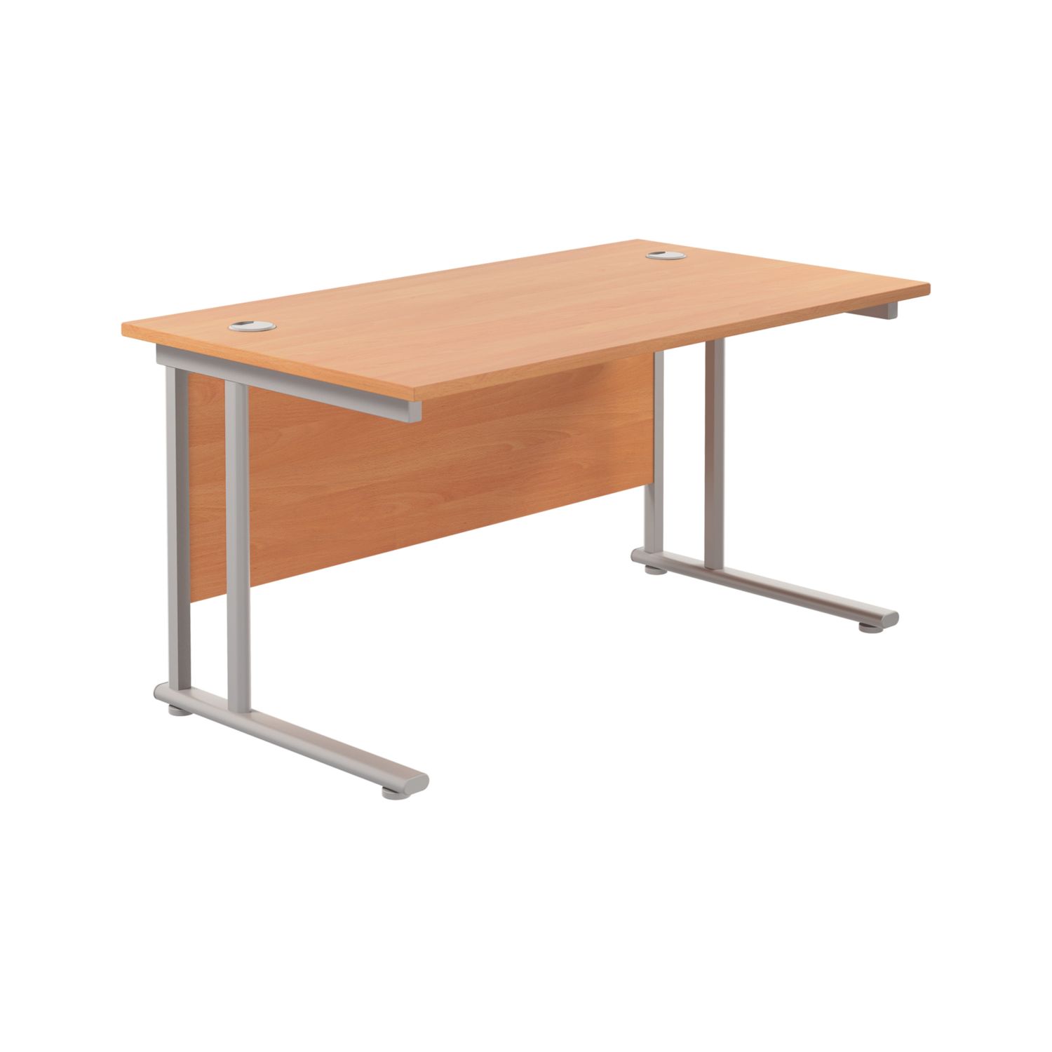 TC Group Aztec Twin Upright Rectangular Office Desk Beech/Silver 1200mm x 800mm (467TT)