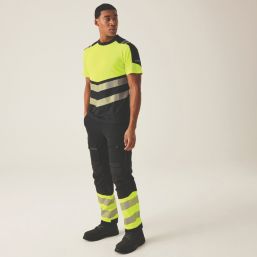 Regatta Hi-Vis XPro Short Sleeve T-Shirt Black/Yellow 2X Large 48" Chest