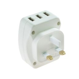 Masterplug 3-Outlet Type A Plug-In USB Charging Plug Adaptor 3.4A - Screwfix