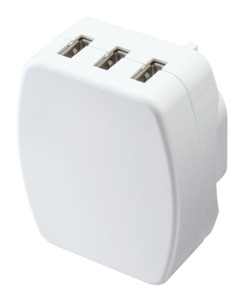 Masterplug 3-Outlet Type A Plug-In USB Charging Plug Adaptor  - Screwfix