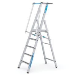 Zarges Aluminium 2.32m 5 Step Platform Step Ladder With Handrail