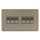 Knightsbridge Screwless 10AX 6-Gang 2-Way Light Switch  Antique Brass
