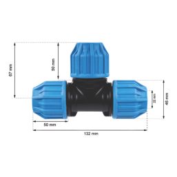 Flomasta  Polybutylene & PEX Compression Equal MDPE Equal Tee 20mm
