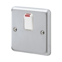 MK Albany Plus 20AX 1-Gang DP Control Switch Brushed Chrome with Neon with White Inserts