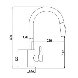ETAL Cato  Pull-Out Kitchen Mixer Tap Brushed Steel