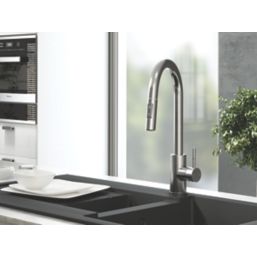ETAL Cato  Pull-Out Kitchen Mixer Tap Brushed Steel