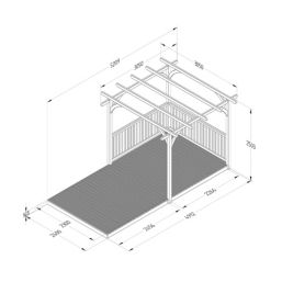 Forest Ultima 16' x 8' (Nominal) Flat Pergola & Decking Kit with 2 x Balustrades