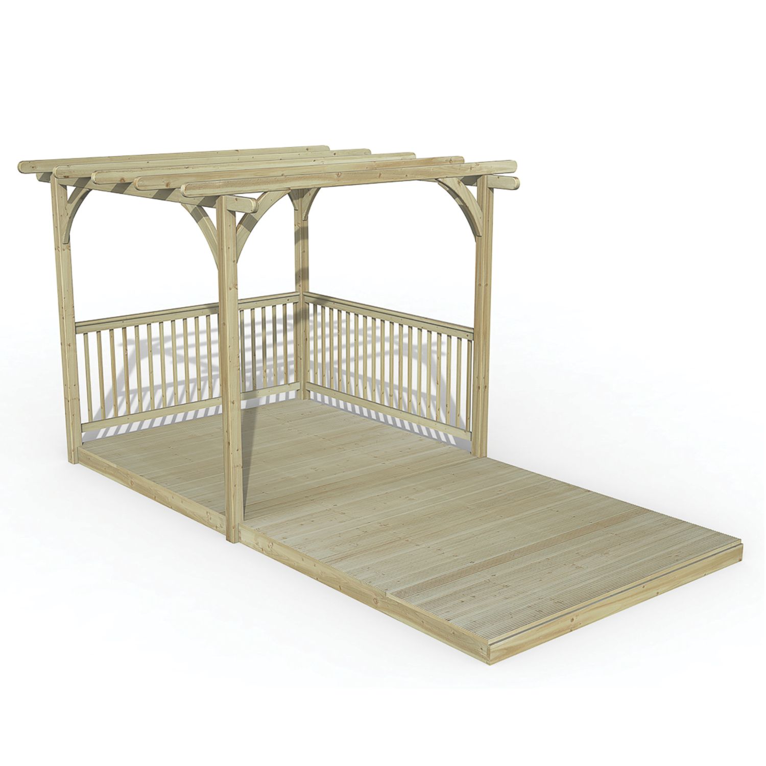 Forest Ultima 16' x 8' (Nominal) Flat Pergola & Decking Kit with 2 x Balustrades (468FL)