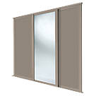 Spacepro Shaker 3-Door Sliding Wardrobe Door Kit Stone Grey Frame Stone Grey / Mirror Panel 2592mm x 2260mm