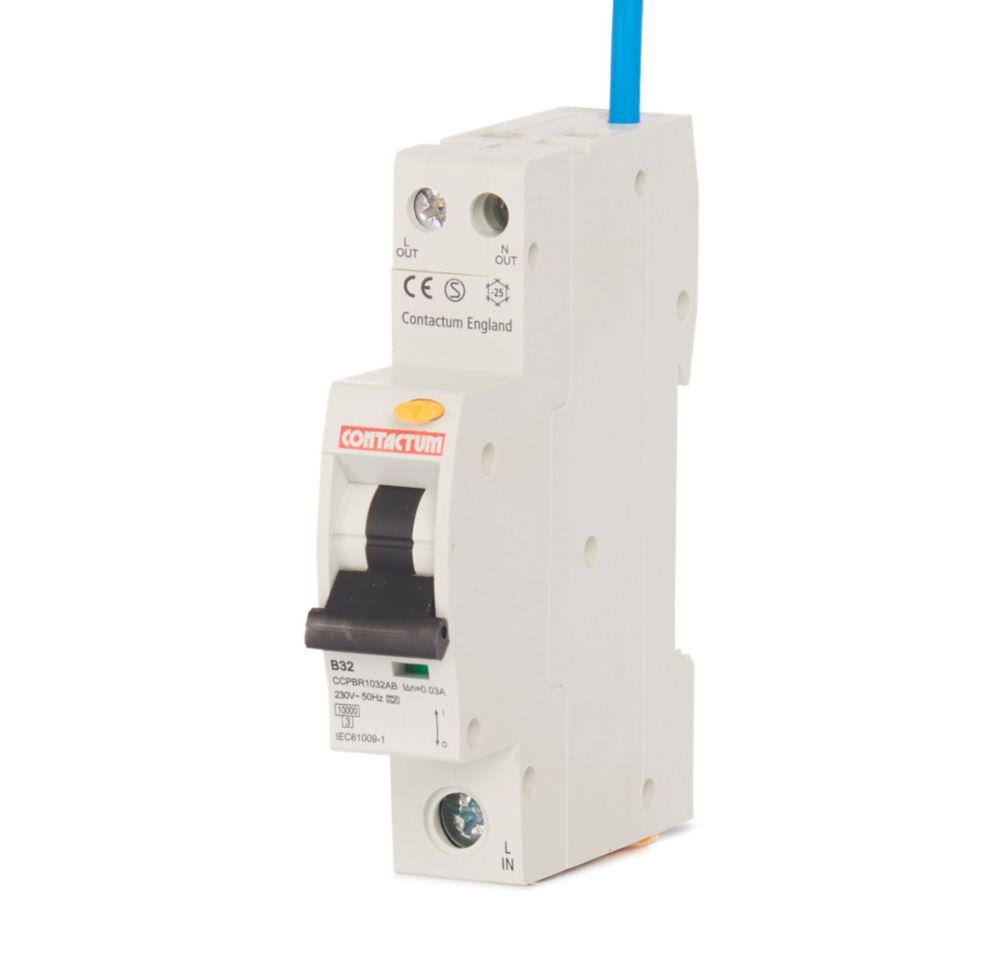 Contactum Defender 32A 30mA SP Type B Compact RCBO - Screwfix