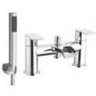 ETAL Water Polished Chrome 130mm Deck Mounted Dual Control Manual Shower Mixer Tap
