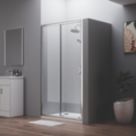 ETAL  Framed Rectangular Sliding Shower Door Satin Chrome 1190mm x 1900mm