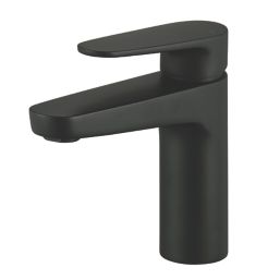 Refurb Swirl Caldew Black 151mm Standard Lever Mono Basin Mixer Tap  With Clicker Waste