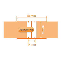 ALUKAP-XR Silver 32mm H-Section Glazing Bar 4000mm x 60mm