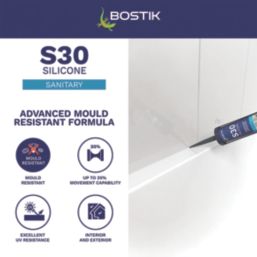 Bostik S30 Sanitary Silicone Sealant White 310ml