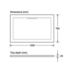 Mira Flight Level Rectangular Shower Tray White 1200mm x 760mm x 25mm