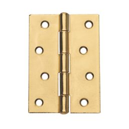 Smith & Locke Polished Brass  Fixed Pin Butt Hinges 100mm x 71mm 2 Pack